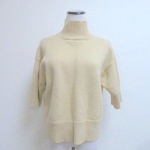 Eskandar Neiman Marcus merino wool sweater cropped beige boxy short sleeve  44"